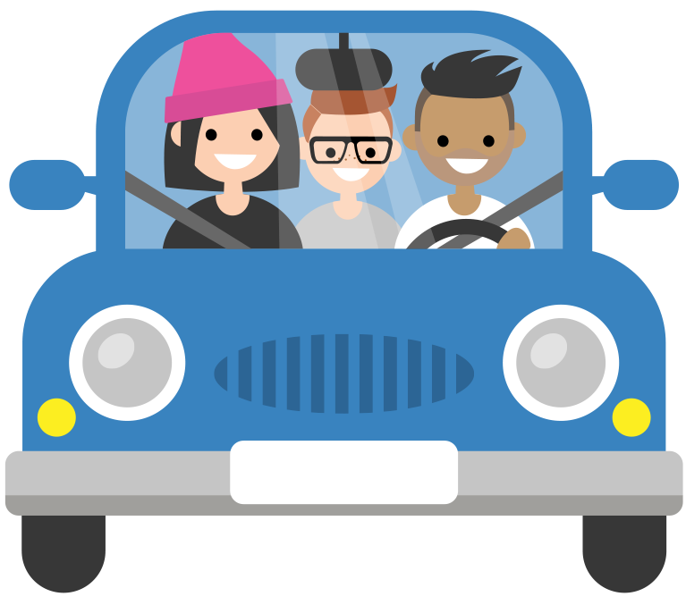 Three people together in a car