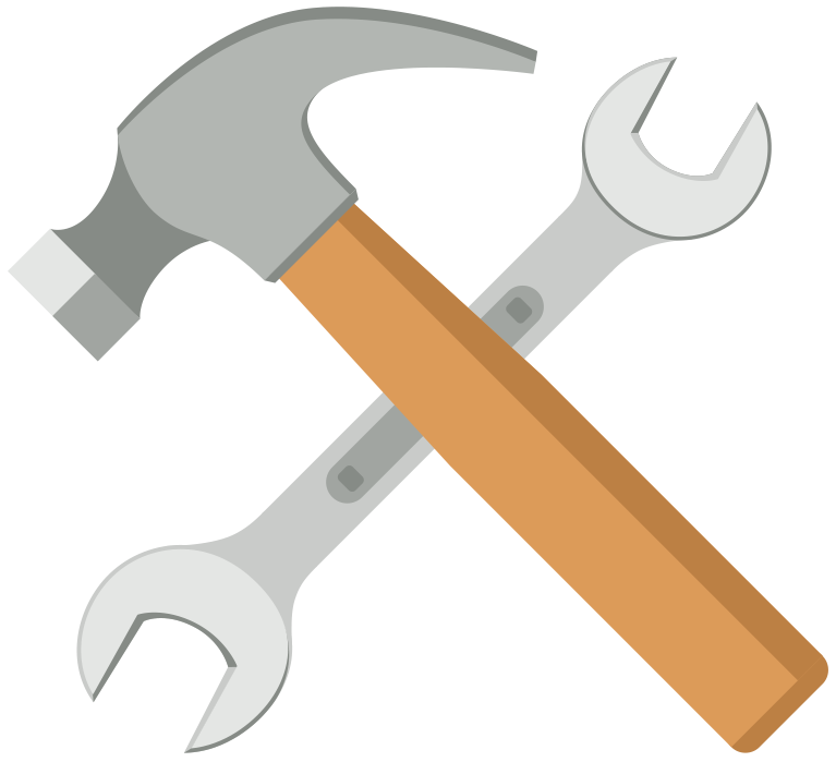 A spanner and a hammer crossed over each other