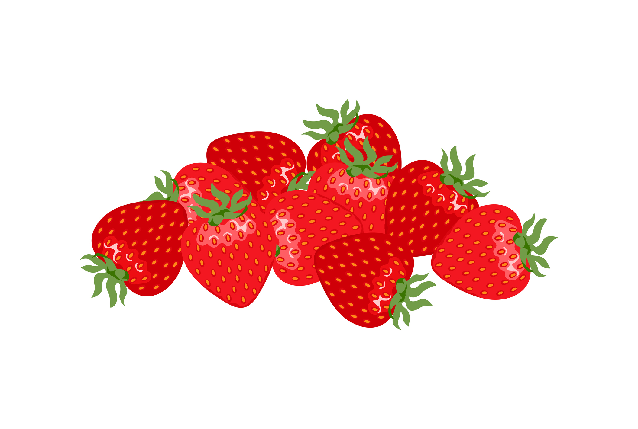A heap of fresh red strawberries.